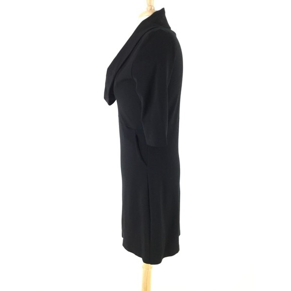 Nature vs Future Ponte Dress sz M Black Stretch Asymmetrical Shawl Neck Artsy US - Picture 5 of 11